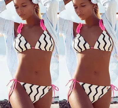 2017 женское бикини-бандо купальник с двусторонним принтом на бретельках бикини