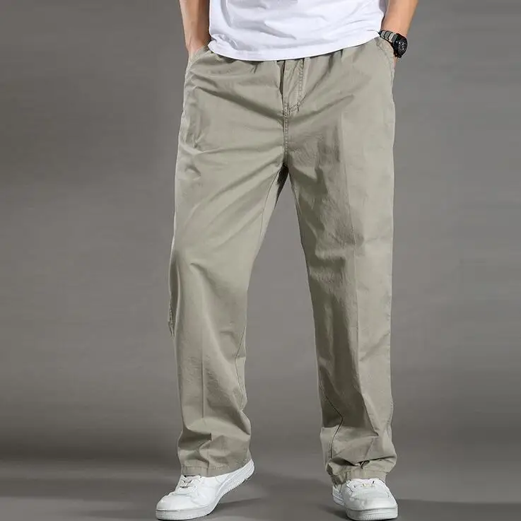 light grey Xiu Luo Летняя мужская одежда больших размеров XL-6XL брюки карго большие высокие мужские повседневные много карманов свободные рабочие брюки мужские - Цвет: light grey