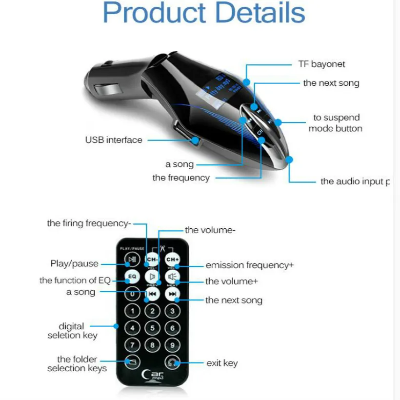 

car usb mp3 car cigarette lighter mp3 player car usb player+8G+CARD READER+Remote control+aux line free shipping