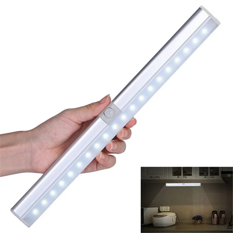 CLAITE портативный светодио дный 20 LED USB Перезаряжаемый свет датчик и PIR Mtion Шкаф Свет Ночной светильник для кухни лестницы гардероб датчик света лампа светильники кухня светодиоды освещение лампыподсветка для