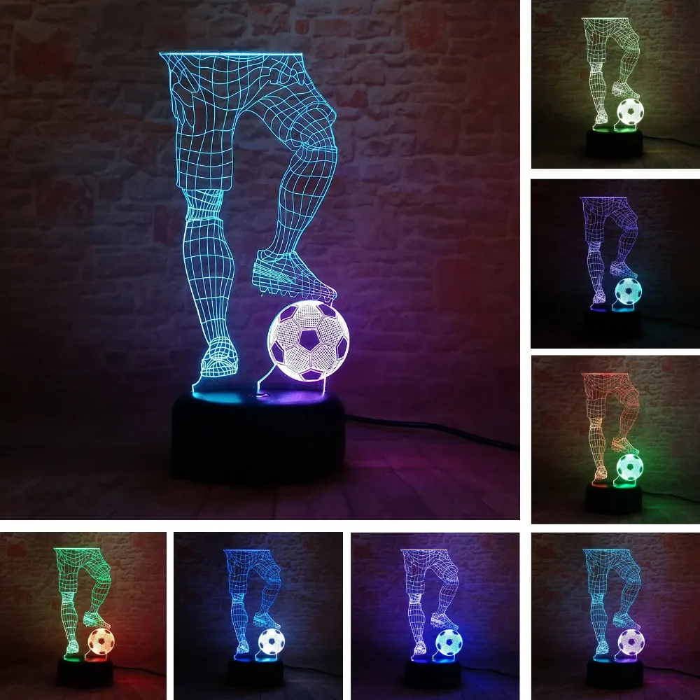 3D Soccer Football MAN Touch Table Lamp 7 Colors Changing Desk USB Powered Night LED Light Bedroom Decor Festival Holiday Gifts | Лампы и