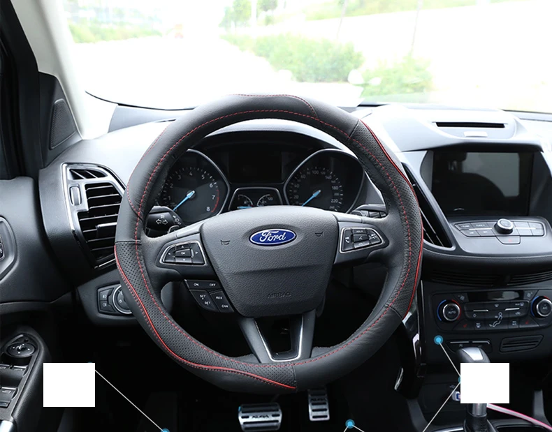 Lsrtw2017 натуральная кожа автомобиля рулевое колесо Крышка для Ford Kuga ESCAPE