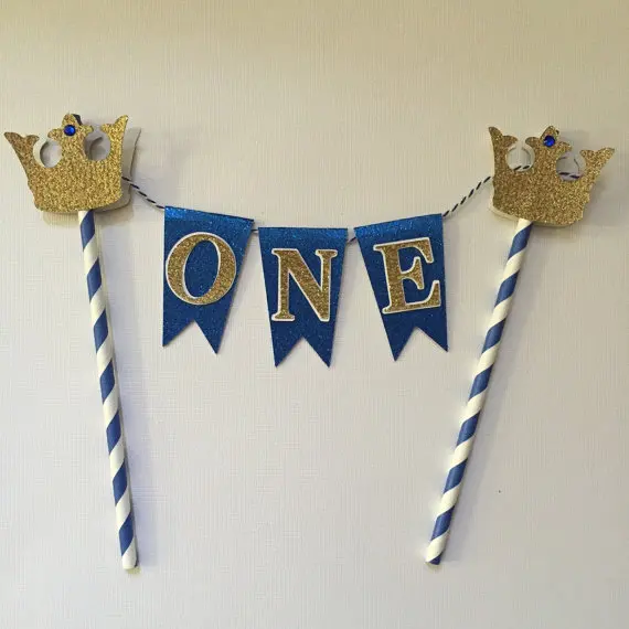 Флажки для тортов с принцом короной баннеры на заказ украшение торта день