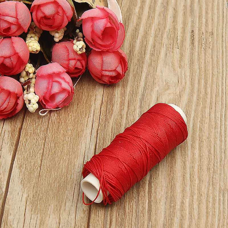 Red Топ прочный 50 м 0,45 мм круглый кожа Вощеная моток веревки для DIY инструмент для рукоделия ручной полиэстер шить нитки многоцветный - Цвет: Red