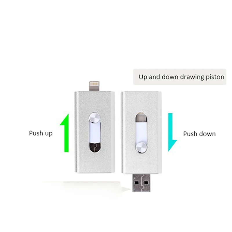 Новый модный 3 в 1 OTG флэш накопитель 64 Гб памяти мини Usb металлический для Apple Android