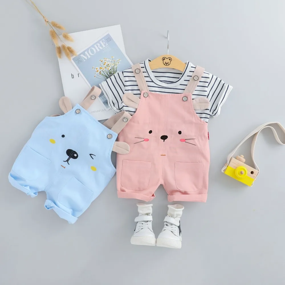 2019 Summer Baby Boys Girl Short Clothing Sets Infant Toddler Clothes Suits Stripe T Shirt Shorts Kids Children Casual Suit |