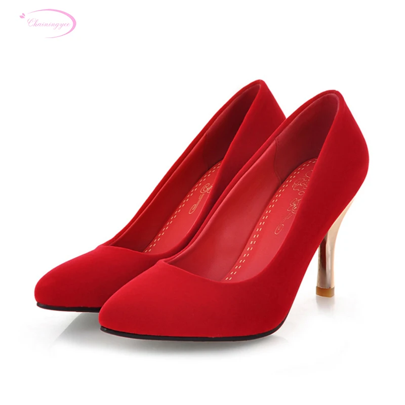 

Женские туфли-лодочки из флока, с острым носком, размеры 34-39