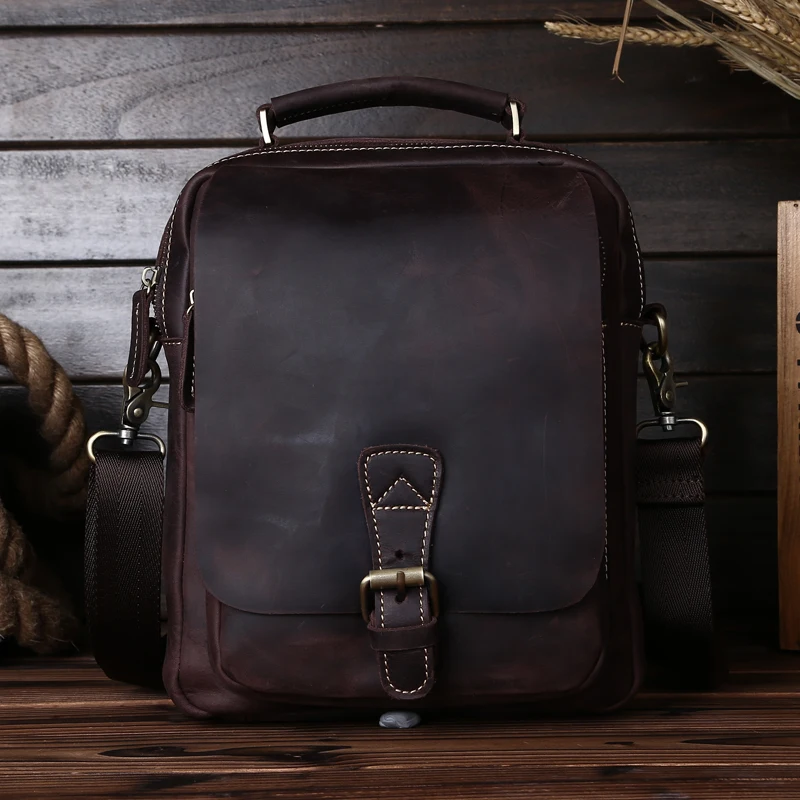 YISHEN модные ретро мужские сумки на плечо из натуральной яловой кожи повседневные
