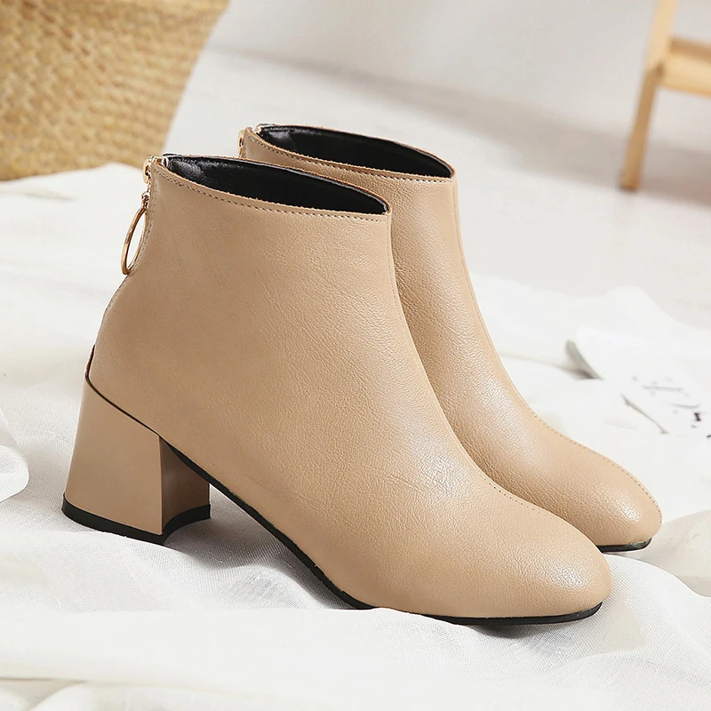 Size35 40 2018 Новые Модные ботильоны Для женщин сапоги Осенняя обувь на молнии женские