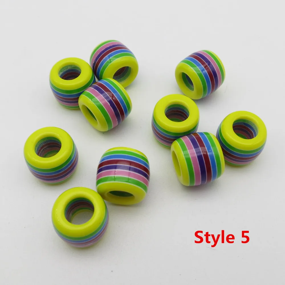 10pcs style 5 10 шт./лот, вязанные крючком косички для детей и женщин, разноцветные косички для волос, дредлок, бусины, кольца, трубка, около 6 мм, отверстие для волос, аксессуары - Цвет: 10pcs style 5