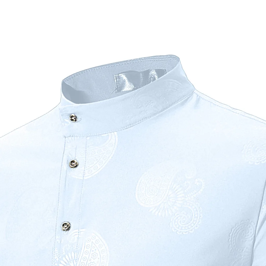 Новое поступление мужские рубашки мужские весенние Irraguler Slim Fit с длинным рукавом печатные мышцы футболки Топ Блузка camisa masculina#3