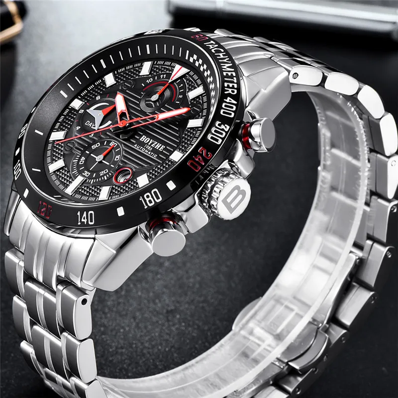 Мужские механические часы BOYZHE с автоподзаводом водонепроницаемые