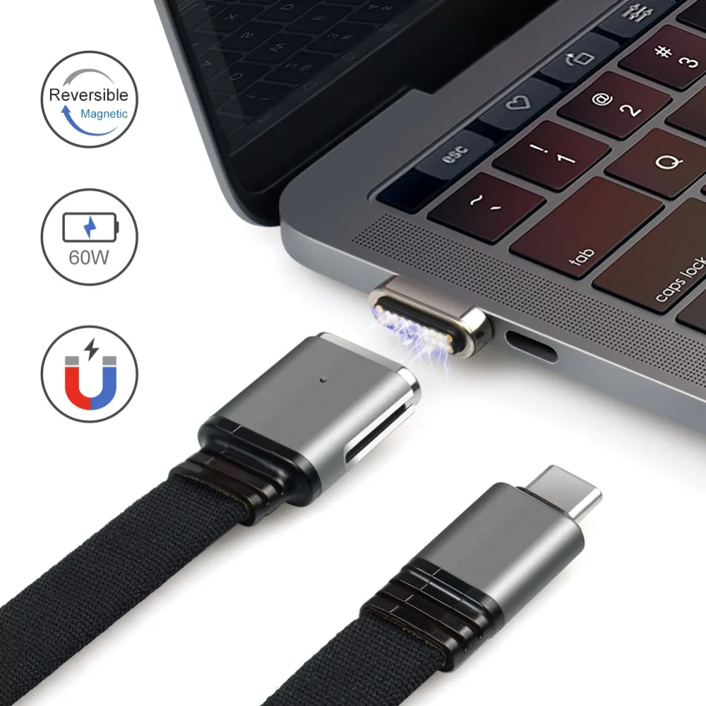 Новинка, 20 контактов, магнитный USB C кабель, 120 см, Магнитный адаптер, USB C 3,1, type-C, USB C 3,1, 5A, 60 Вт, быстрая зарядка