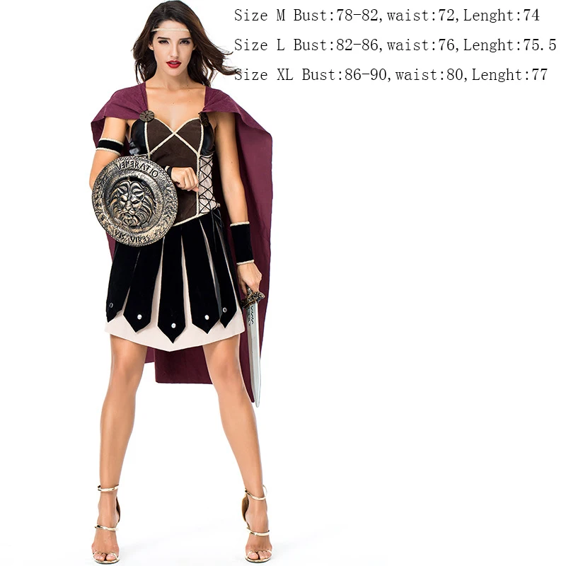 

Ladies Spartan Xena Gladiator Costumes Ancient Roman Greece Greek Female Soldier Warrior Costumes for Halloween party Outfit