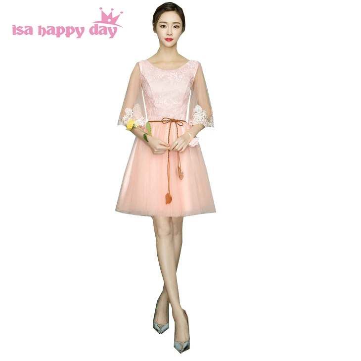 Нарядное платье элегантные кружевные официальные скромные платья персикового
