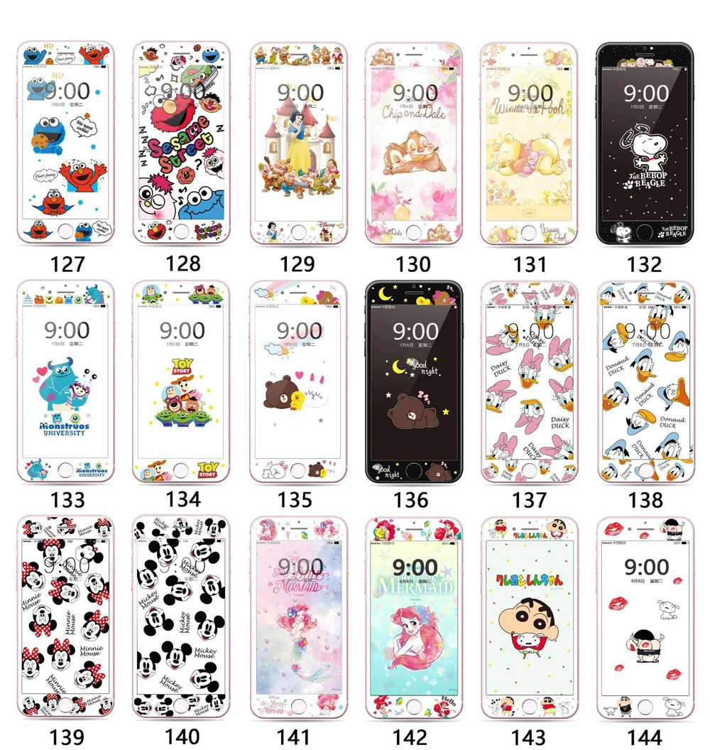 Закаленное защитное стекло для экрана с единорогом для iPhone 7, 8 Plus, 6, 6 S Plus, Elmo Cat, милый мультяшный котенок, 3D, 9 H, HD, полное покрытие, пленка SJ40