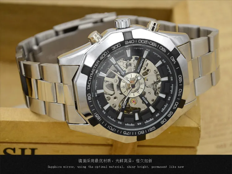 Роскошные скелетные Мужские механические часы reloj hombre водонепроницаемые