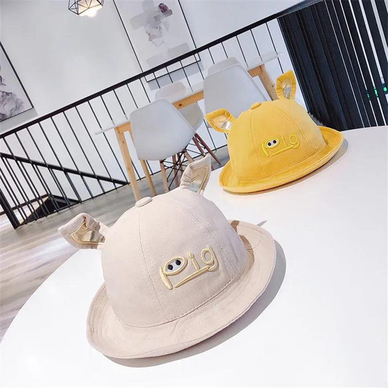 Мультфильм ребенка Пятачок cap симпатичные Рыбацкая шляпа для фотосессий Косплей