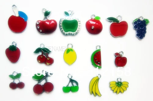 

S41! Wholesale 100Pcs/Lots DIY Alloy Enamel mixed apple Charms Metal Charms