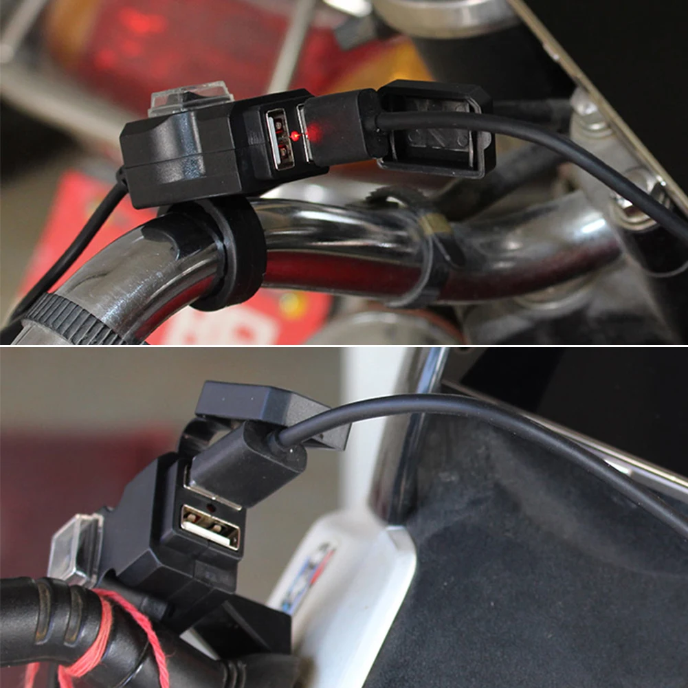Водонепроницаемое зарядное устройство для мотоцикла с двумя USB портами 12 24