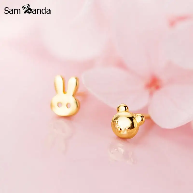 Женский Асимметричный кролик простой гипоаллергенный подарок из стерлингового