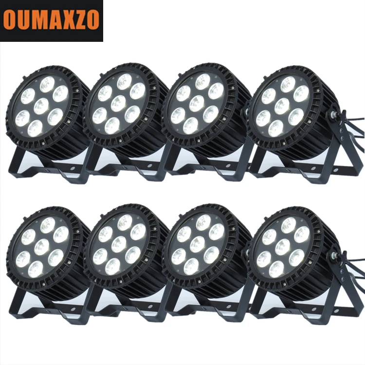 

8pcs/lot SlimPro 7 PCS RGBWA UV 6 in 1 LED outdoor silent slim light par light High Power P7 Razor 7leds 18w Outdoor LED Par Ca
