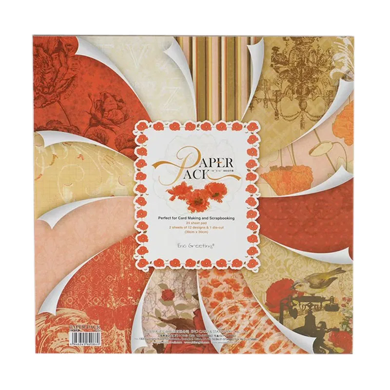 Набор для скрапбукинга сделай сам штампованная бумага 12 дюймов с цветами 24 листа