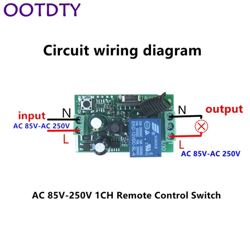 AC 220V 1CH RF 433MHz беспроводной пульт дистанционного управления модуль обучения код реле