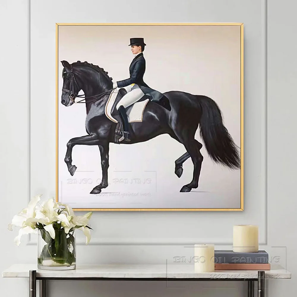 Excellent Artist Hand-painted High Quality Wall Artwork Lady Riding Horse Oil Painting on Canvas Luxury Art Figure | Дом и сад
