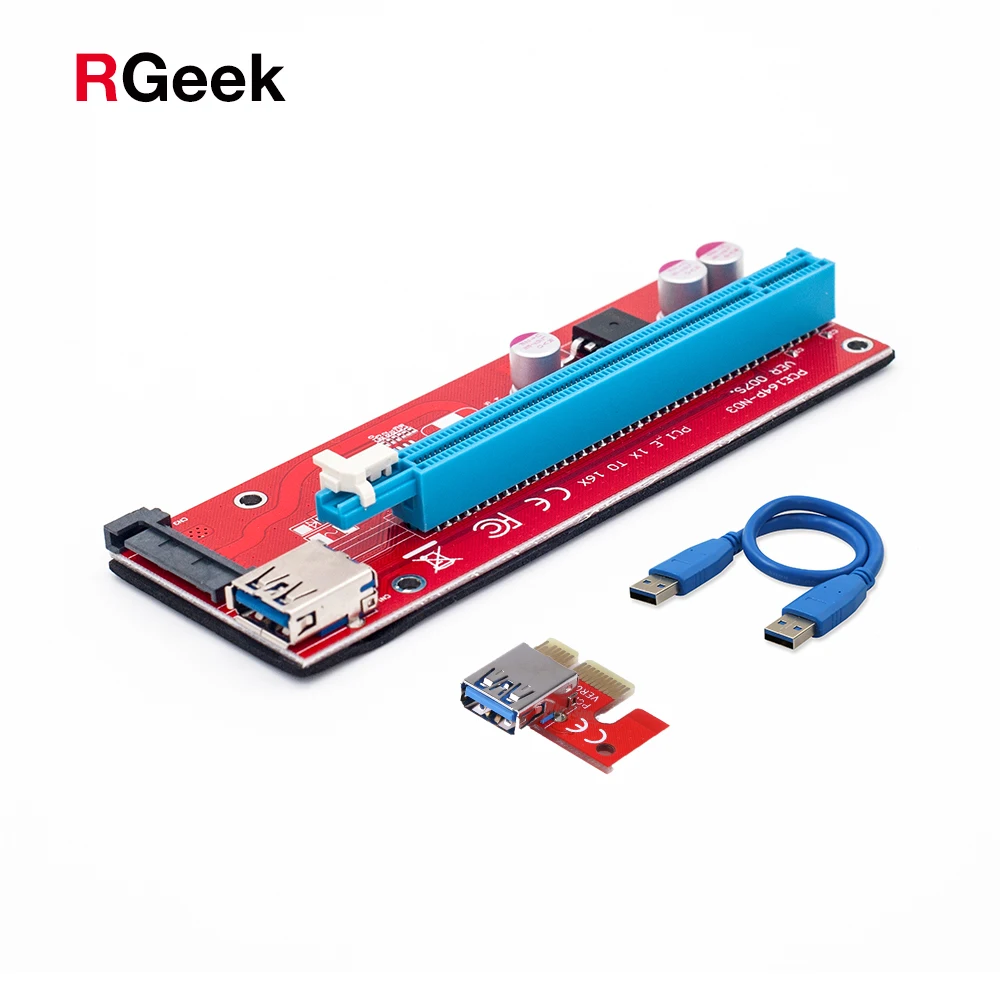 Адаптер PCI E Express 60 см 1 16x USB 3 0 кабель SATA питания PCIE riser 007 для майнинга биткоинов BTC