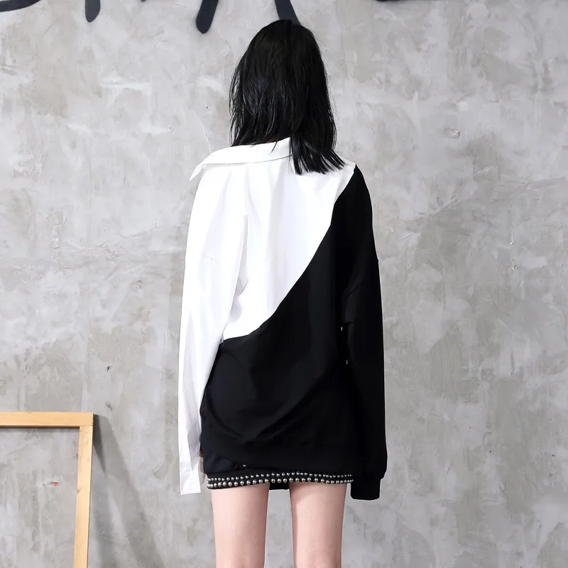 Женский свитшот с длинным рукавом и отложным воротником|Блузки| |