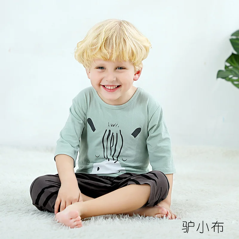 Летняя Детская Пижама мультяшная с тигром для девочек и мальчиков футболка