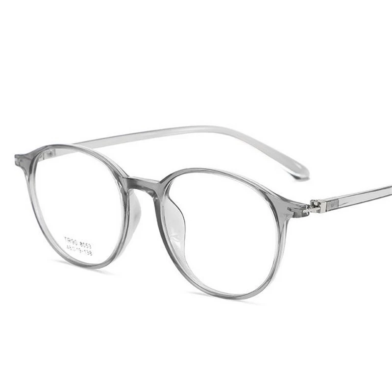 Transparent Gray TR90 прозрачные круглые близорукие очки для женщин 1,56 асферические линзы очки по рецепту для мужчин диоптрий 0-0,5-1,0 до-4,0 - Цвет оправы: Transparent Gray