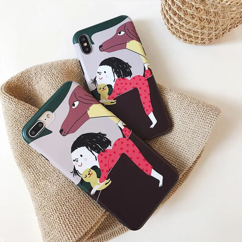 Simple illustration mobile phone case For iPhone 6 6S 7 8 Plus Drop-proof Back Covers iphone X Funda |