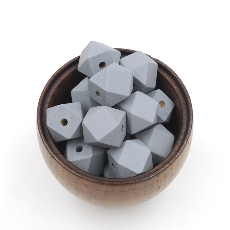 

2019 new 50pcs Chunky classic grey color wooden beads, geometric grey wood beads, Eco water painting DIY jewelry finding EA75