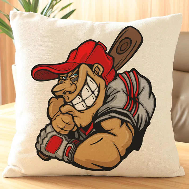 

Cushion Cover Cartoon animation Pillow case Baseball Player pattern Decorative For Sofa Bedroom Home Throw Pillow Cover