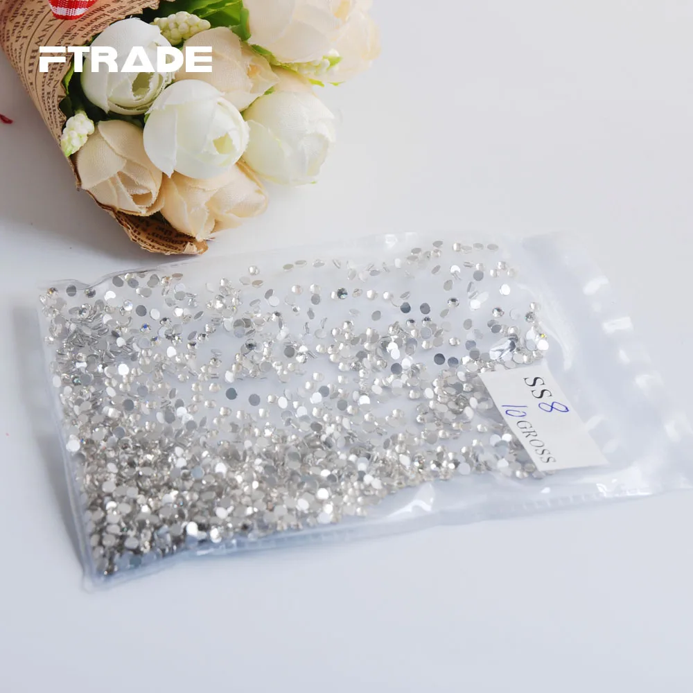 SS8 1440Pcs Все размеры, SS3-SS40, прозрачный кристалл, плоские с оборота, стеклянные ногти, художественные стразы, швейная ткань, одежда, не исправление камней, для украшения своими руками - Цвет: SS8 1440Pcs