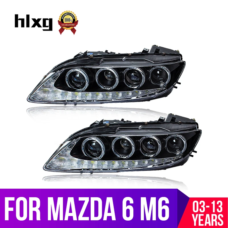Hlxg 2 шт. Автомобильный светодиодный фары для Mazda 6 M6 2003 2013 налобный фонарь DRL H7