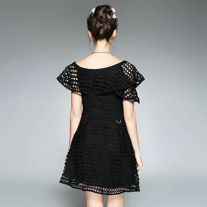 AOFULI L XXXXL 5XL платье большого размера летняя одежда 2018 открытые кружевные вечерние