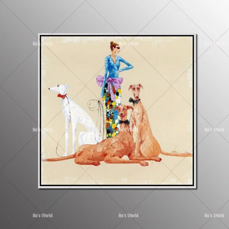 Постер в скандинавском стиле с собакой наблюдать за живописью на холсте