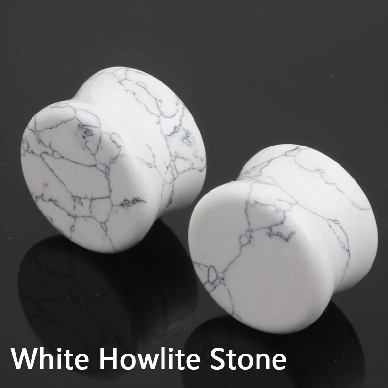 Белый камень Howlite расширитель ушей телесные туннели органический заглушки для