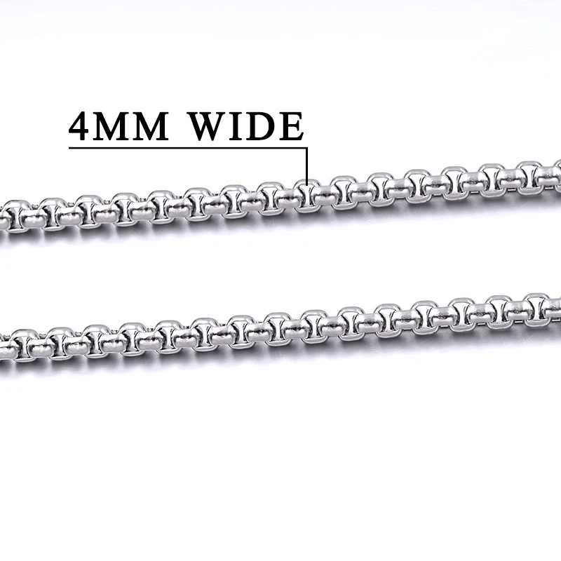 4mm wide Moorvan 40 см-90 см ювелирное мужское женское готическое ожерелье, изготовленное с помощью литья коробки Короткие Длинные цепи из нержавеющей стали для девочек и мальчиков VN138 - Окраска металла: 4mm wide