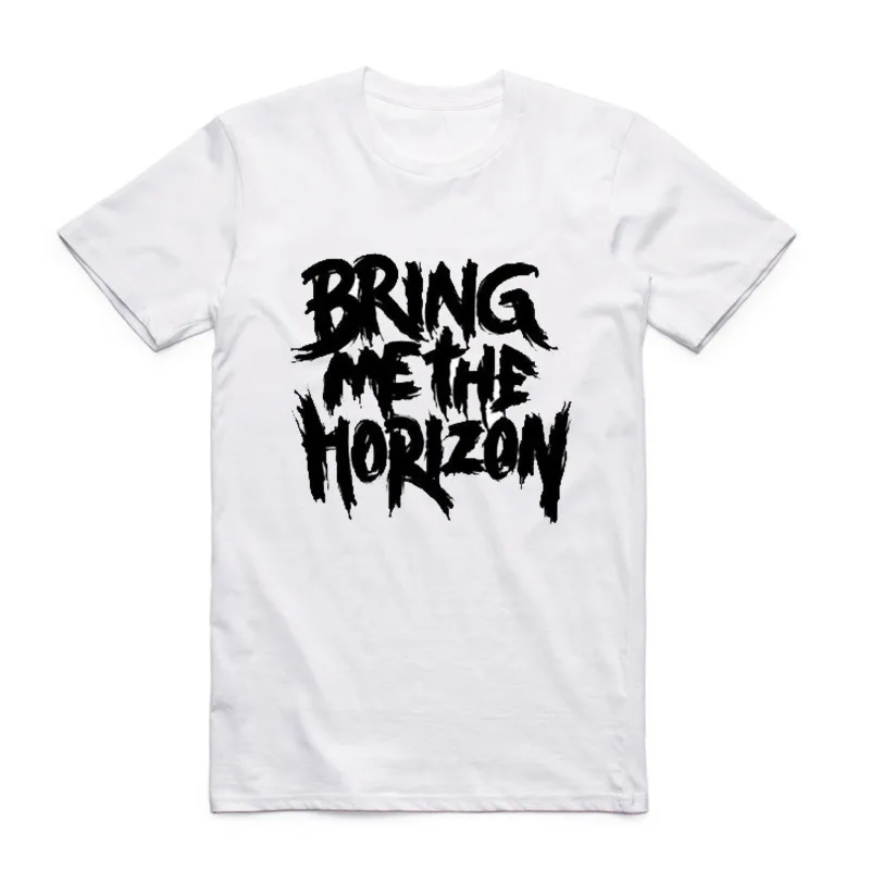 Модная футболка Bring Me The Horizon летняя белая с коротким рукавом в металлическом