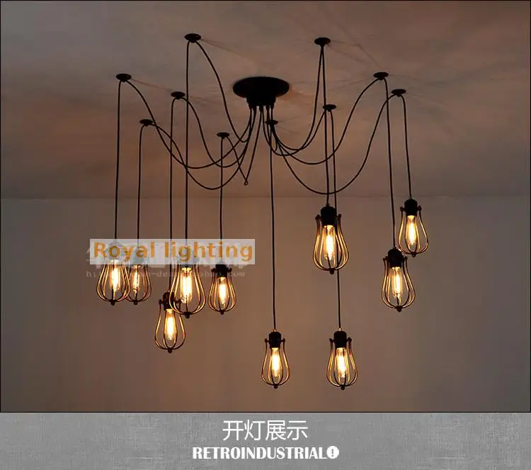 warehouse rusitc Industrial lighting Bar iron pendant light up &amp down Suspension Luminaire cage Studio Store Restaurant lampe | Лампы и