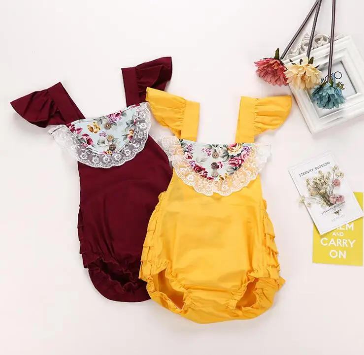 Новинка 2017 года винтажный комбинезон с цветочным узором для маленьких девочек