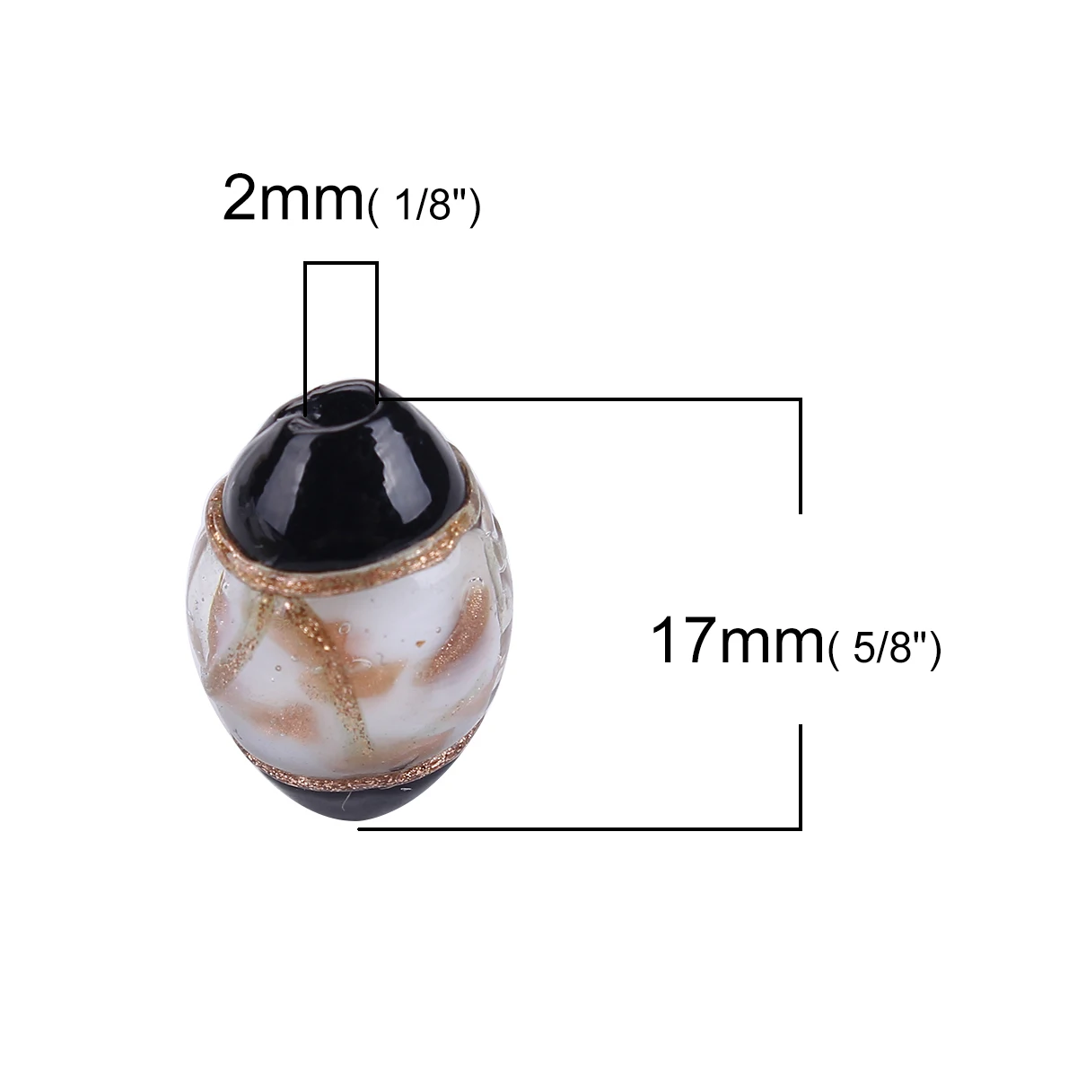 Стеклянные бусины Lampwork овальные черно-белые блестки около 17 мм(5/") х 11 мм(3/8"), отверстие: Приблизительно 2 мм, 10 шт - Цвет: 1