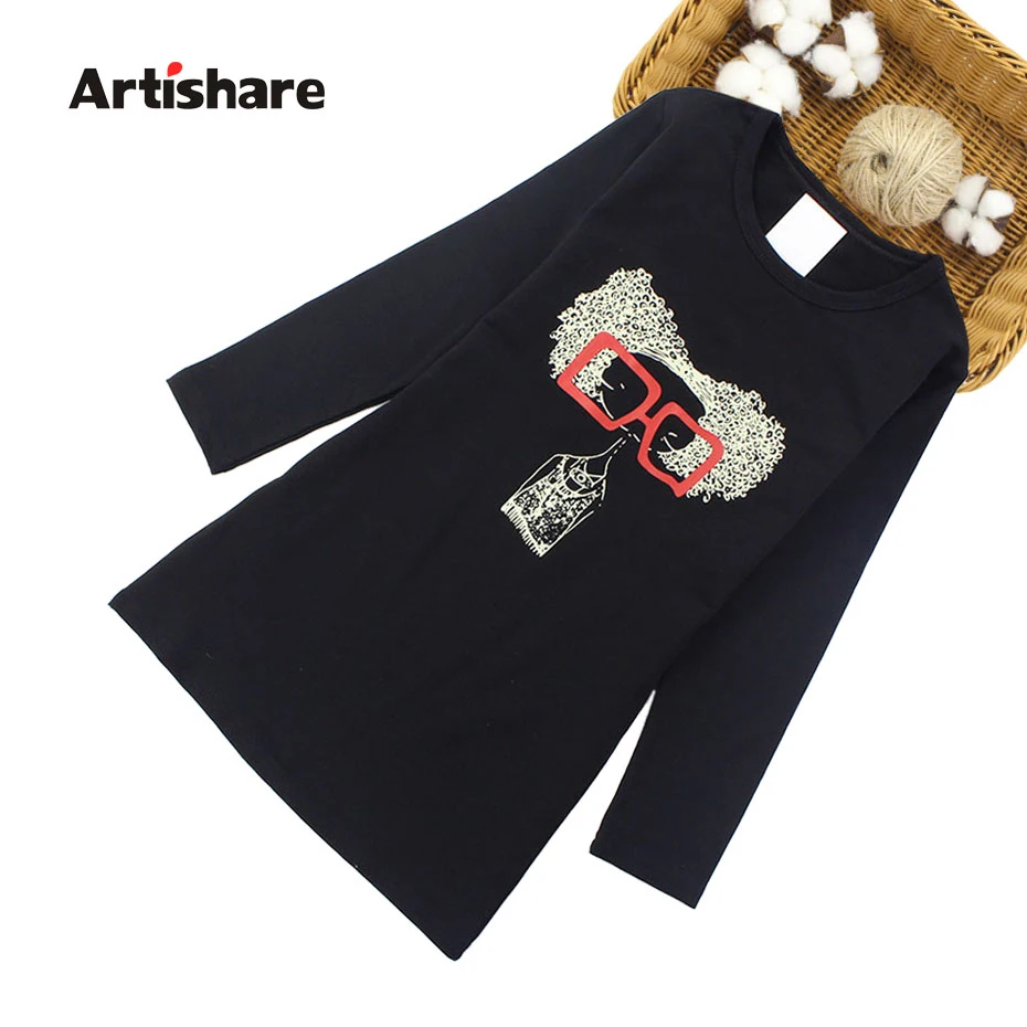 Artishare Girls Dresses Spring Autumn Cartoon Teenage Party Dress For 6 8 10 12 Year Kids Clothes | Детская одежда и обувь