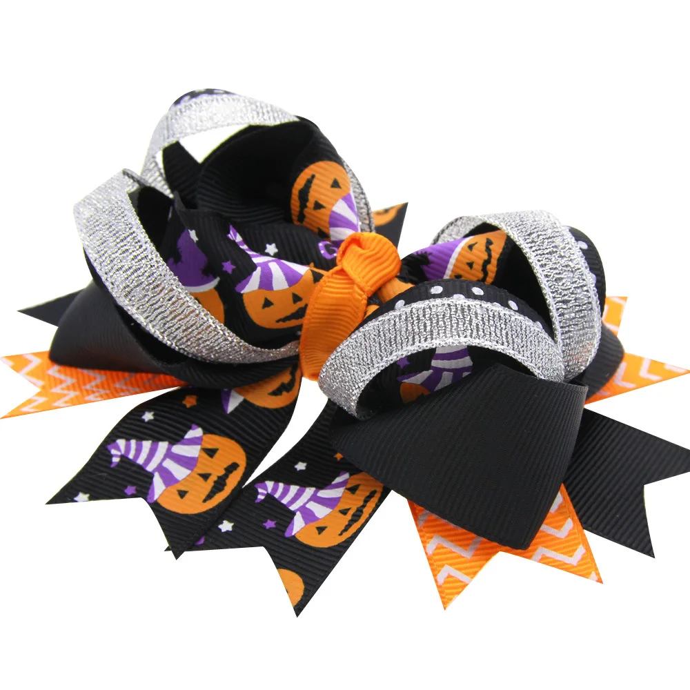 20 шт./лот Хэллоуин панк бант для волос с заколки приведение в виде тыквы Цвет