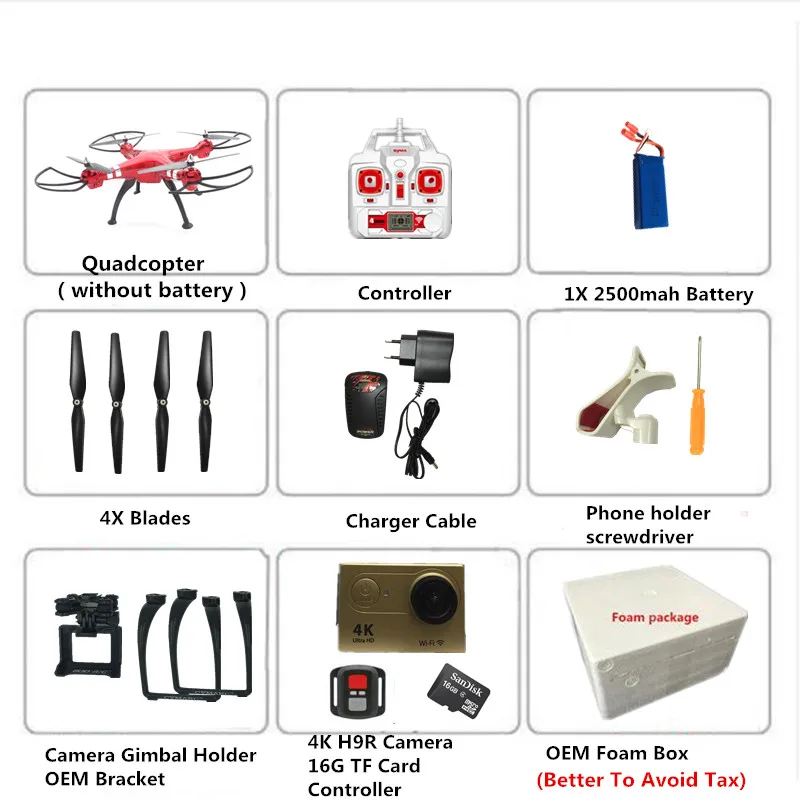 X8HG 1 Battery Syma X8G X8HG X8HC серии Радиоуправляемый Дрон с камерой eken H9R 12MP FHD 2,4G Дроны с камерой HD OEM шасси держатель камеры - Цвет: X8HG 1 Battery