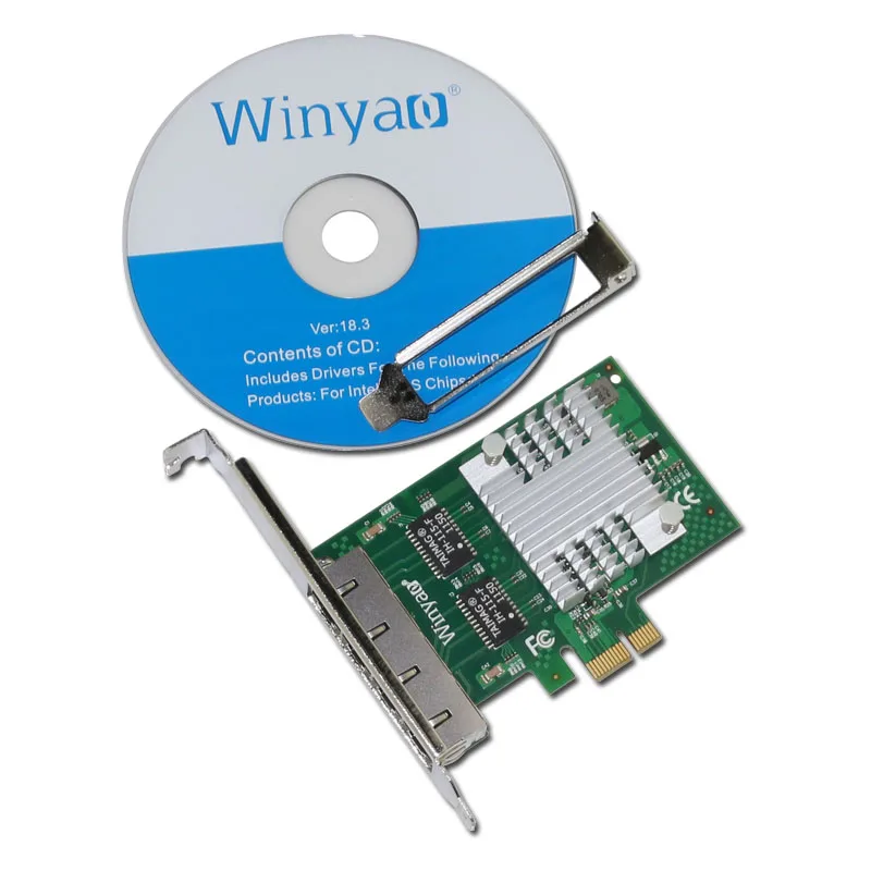 Winyao E350T4 PCI-e X1 Quad-port Gigabit Ethernet Server Adapter 10/100/1000M Network Card intel I350AM4 Chipset ESXI images - 6